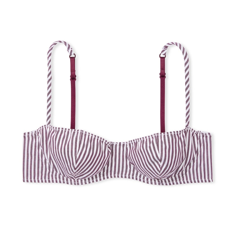 NWT Victoria Secret PINK Wink Cotton Unlined Balconette Bra Wild Rose 34DD